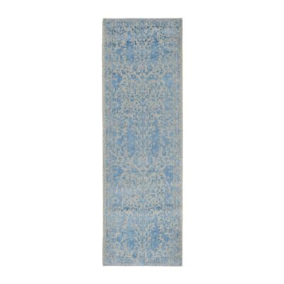 2'5''x8' Blue Fine Broken Cypress Tree Silken Thick Runner Hand Loomed Rug R58116