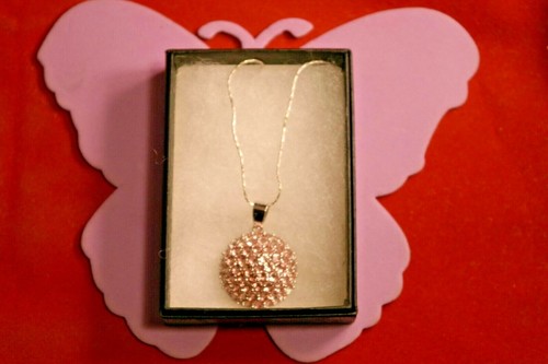 925 SILVER PENDANT WITH PINK MORGANITE 16" INCH. LONG 925 SILVER CHAIN IN BOX - Picture 4 of 12