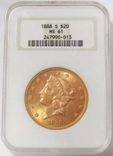 1888 S GOLD USA $20 LIBERTY DOUBLE EAGLE NGC MS 61