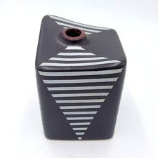 MCM Asymmetrical Vase Kutani Satuma Toyo Japan Black Gray Vintage Mid Century 