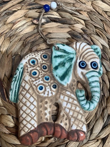 Böser Blick Wand Hängedekoration Keramik Kunst Handarbeit Elefant Glück Charm - Bild 2 von 3