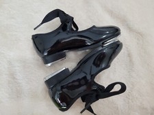 Dance Dancewear TAP Shoes Girl Black Patent Sz 10 M by Capezio TeleTone Taps