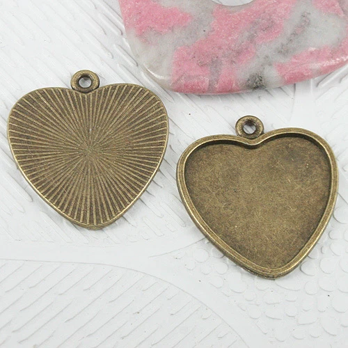 12pcs antiqued bronze color heart shaped cabochon setting EF0702 - Image 1 of 1