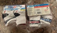 Hanes Boys  Toddler Crew Socks 2 Pack Of 6 Pair 6-12 Mth NIP Gripper Foot Bottom