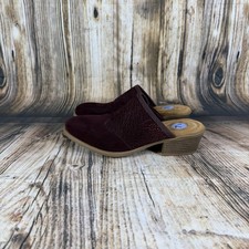 Earth Origins Burgundy Perforated Suede Clog Mules Womens 7.5 Wine Slip On Fall