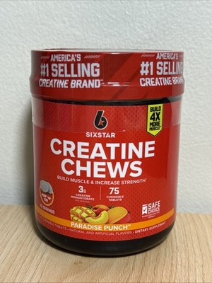 SixStar Creatine Chews Paradise Punch 75 Tablets Muscle Endurance