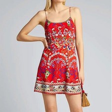 ALICE + OLIVIA Ira Red Floral Spaghetti Strap A Line Mini Dress Size 6  $295