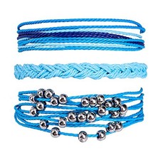 Bohemian Friendship Bracelet Set Beach Waterproof String Ocean Surfer blue