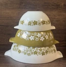 Vintage Pyrex Spring Blossom Cinderella Set Of 3 Mixing Bowls 441, 442, 443