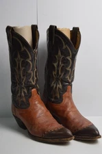 Vintage Tony Lama Men's Cowboy Boots Size 9 Lizard Skin Western Leather Rodeo