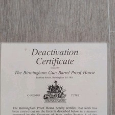 Browning Deactivation CERTIFICATE light machine Browning gun 1997 30 cal