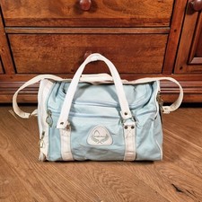 Vintage Head Holdall Bag Sports Gym Retro Baby Blue Faux Leather With Lock & Key