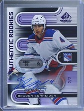 2022-23 Upper Deck SP Game Used Purple Tag 2/2 Braden Schneider Patch Auto 01jj
