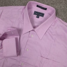 Paul Fredrick Shirt Men 2XL 18.5 34 Pink Solid Twill French Cuff Dress Button Up
