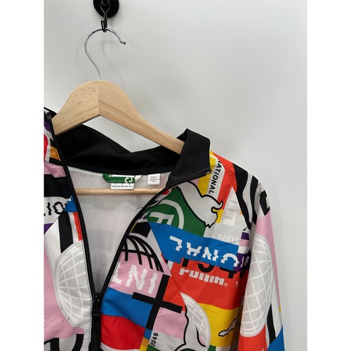 Puma Jacket Women SMALL White Multi International Woven Print Track Full Zip - Picture 6 of 11