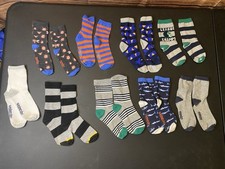 9 Pairs Boys Medium 8/10 Random Sock Lot Days Of The Week Stripes