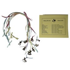 Vintage JJ Jonette Jewelry Baby Shower Cake Pull Charm Set Silver Gender Reveal