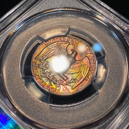1955 D Washington Quarter PCGS MS64 MONSTER RAINBOW TONER Toning MAKE LOW OFFER!