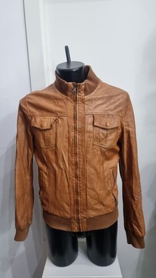 Mens Conbipel Genuine Leather Brown Jacket Jacket Size 48 AN579