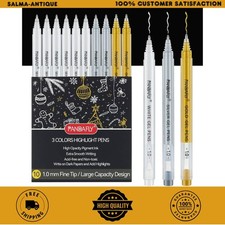 PANDAFLY Gold Silver White Gel Pens, 10 Pack, 1Mm Extra Fine Point Gel Ink Pens