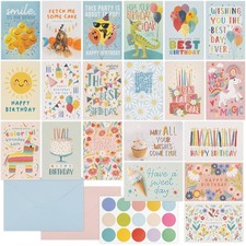 Birthday Cards Set of 60 With Envelopes  Stickers Assorted For Women Men Kids