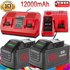 12.0Ah Battery For Milwaukee for M18 18V Extended Lithium 48-11-1880 Charger