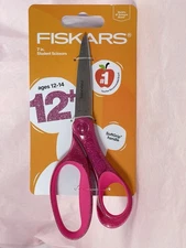 Fiskars Student Glitter Scissors Pink 7" Ages 12 Up Comfort Soft Gip NEW