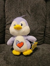11" 2004 CARE BEARS COUSINS COZY HEART PENGUIN PURPLE STUFFED ANIMAL PLUSH