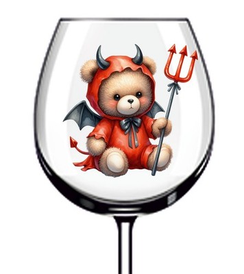 12x Halloween Teddybär Vinyl Aufkleber Abziehbild Becher Weinglas Flasche Becher Auto