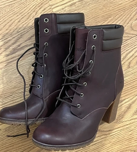 Stivali donna Timberland tacco moda 9 5 Ortholite stringati colore marrone terra