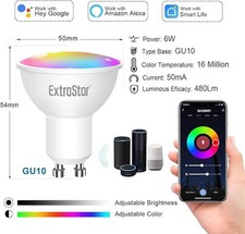 LED WIFI Smart Bulbs GU10 RGB 6W 2700K 6500K Dimmable Alexa ExtraHouse App