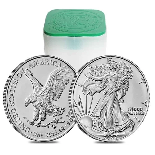 U.S. 2024 $1 SILVER AMERICAN EAGLE BULLION COINS, SUPERB UNCIRCULATED, LOT OF 20