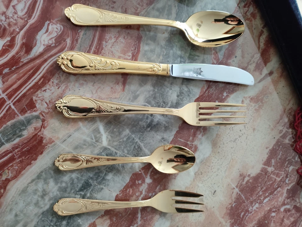 Besteckset SBS 12 Personen 23/24 Karat Hart vergoldet  70 Teile - Bild 4 von 4