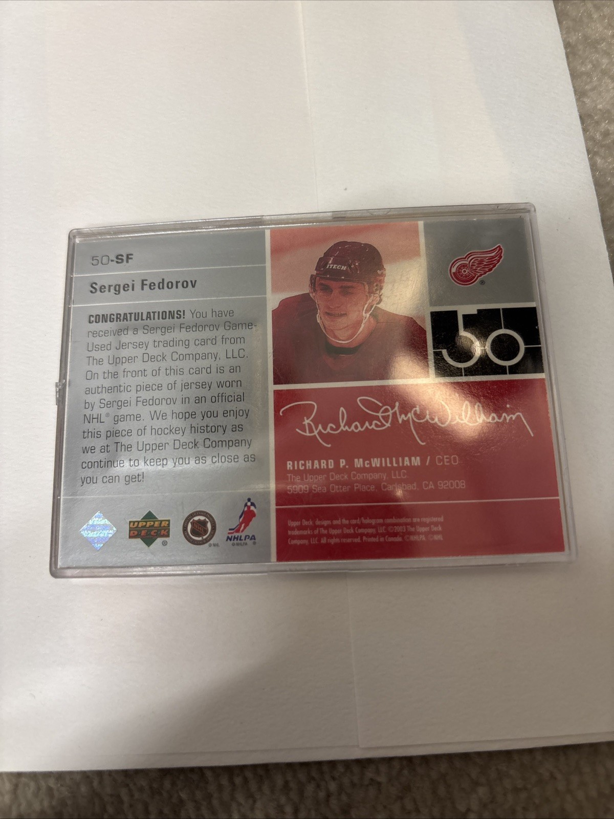 2003 Upper Deck Reaching Fifty Sergei Fedorov 50-SF