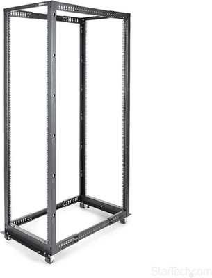 StarTech.com 4-Post 42U Mobile Open Frame Server Rack, 19in 42U, Black