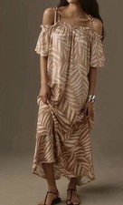 Anthropologie Palm Leaf Maxi Dress Onesize Vacation Off The Shoulder New Boho