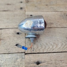 Vintage Red Bullet Marker Light Guide Style Chrome Motorcycle Hot Rod Rat Rod