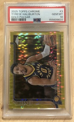2025-26 Topps Chrome Tyrese Haliburton Gold Pulsar Refractor #38/50 PSA 10 GEM