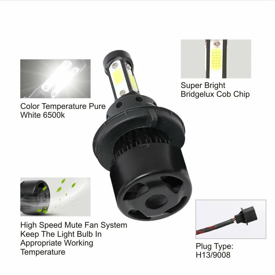 Lâmpada de farol de LED 4 lados H13 9008 para Ford F150 2004-2014 feixe alto baixo 6000K - Imagem 2 de 4