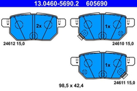 ATE BremsbelÄGe Toyota Auris E15 Corolla IQ J1 Prius Urban P1 Yaris P9