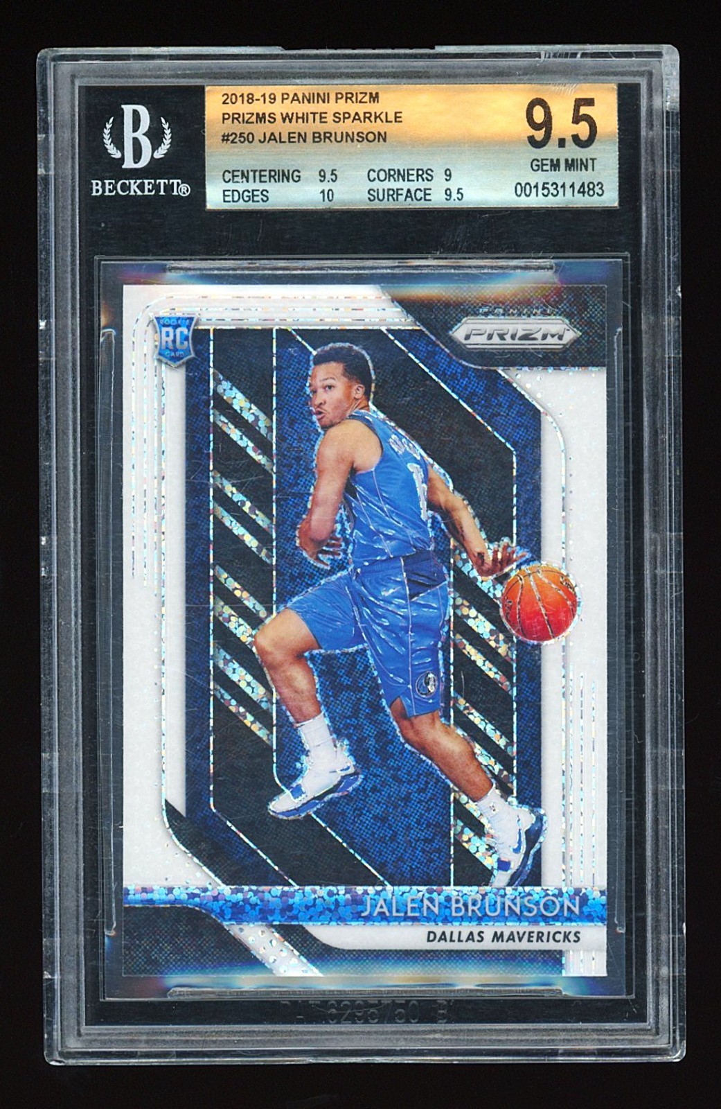 2018-19 Panini Prizm Jalen Brunson White Sparkle RC Rookie BGS 9.5 (POP 1)