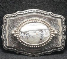 XA17146 AMAZING VINTAGE 1970s  WHITE  BLACK STONE  FASHION UNISEX BELT BUCKLE