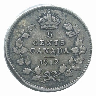 1912 Canada 5 Cent Silver Coin High Grade Very Fine Rare Coin#0622