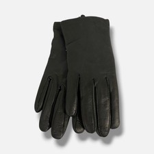 Saks Fifth Avenue Collection Women's Black Leather Gloves Size 7.5