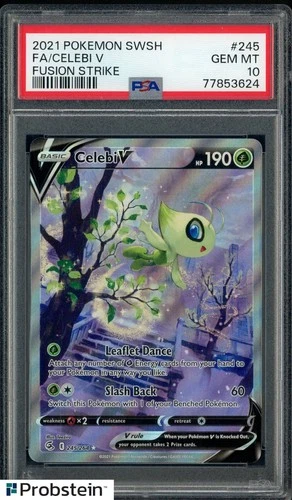 2021 Pokemon SWSH Fusion Strike #245 FA Celebi V PSA 10 GEM MINT