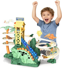 Dinosaur Race Track - Climbing Slide Stair Toy for 3 4 5 Year Old Boys Birthday