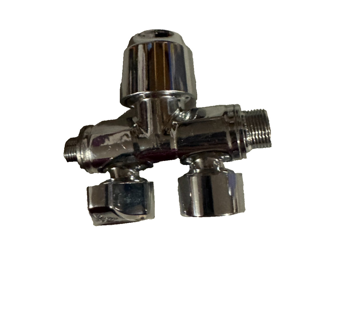 Chrome Dual Outlet Shut Off Valve Diverter Plumbing Supply Adapter Fitting