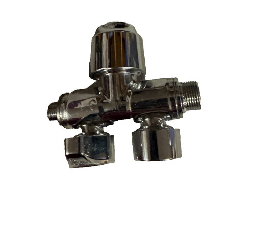 Chrome Dual Outlet Shut Off Valve Diverter Plumbing Supply Adapter Fitting