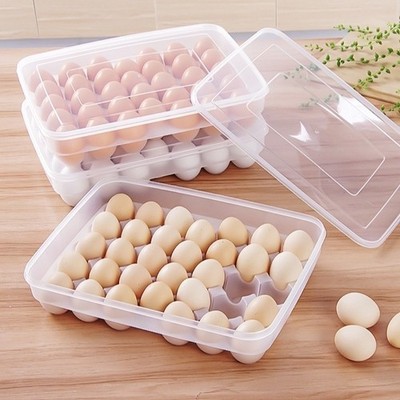24Grid/34 Gitter Kühlschrank Lebensmittel Organizer Box Ei Aufbewahrung Tablett Behälter Deckel