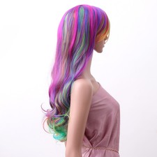 Fiber Gradient Color Wig Curly Hair Women Hair Wig for Cosplay